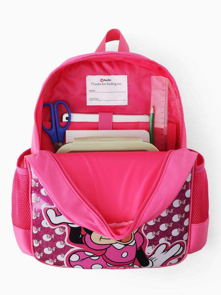 Disney Mickey and Friends Toddler Girl Minnie Backpack with Chest Strap & Bottle Pockets Hot Pink