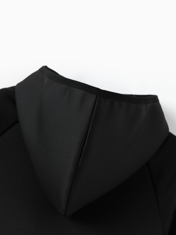 boys zip up black hoodie lightweight jacket stretchy air layer sweatshirt with full zipper black