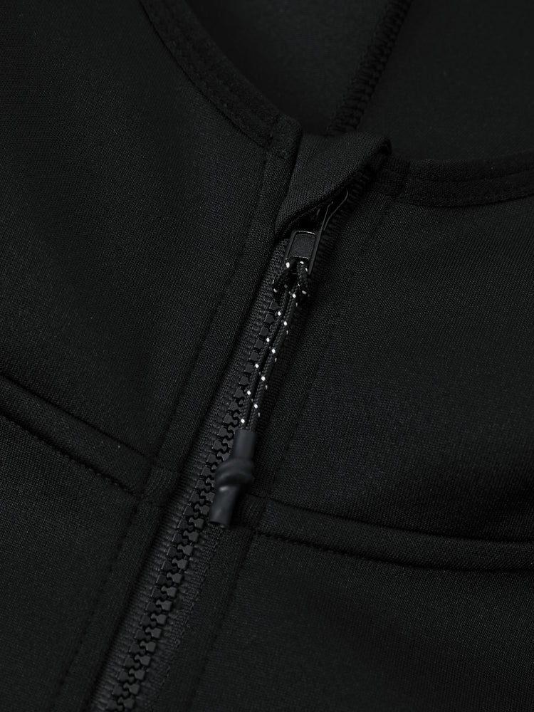 boys zip up black hoodie lightweight jacket stretchy air layer sweatshirt with full zipper black