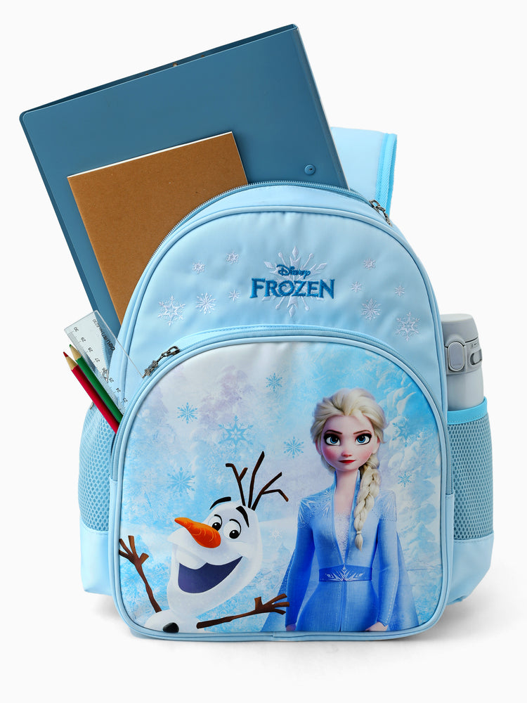Disney Frozen Toddler Girl Elsa and Olaf Backpack with Chest Strap & Bottle Pockets Blue