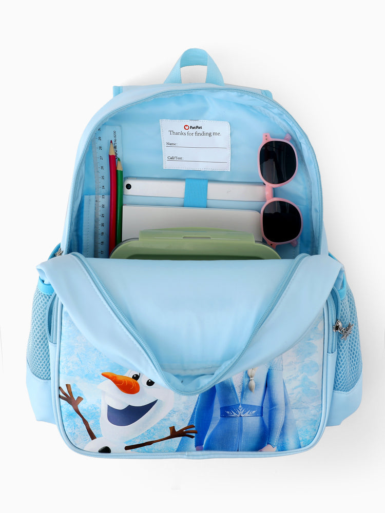Disney Frozen Toddler Girl Elsa and Olaf Backpack with Chest Strap & Bottle Pockets Blue