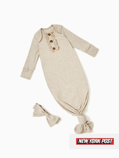 Gigoteuse en laine pour bébé fille, robe avec bandeau, abricot