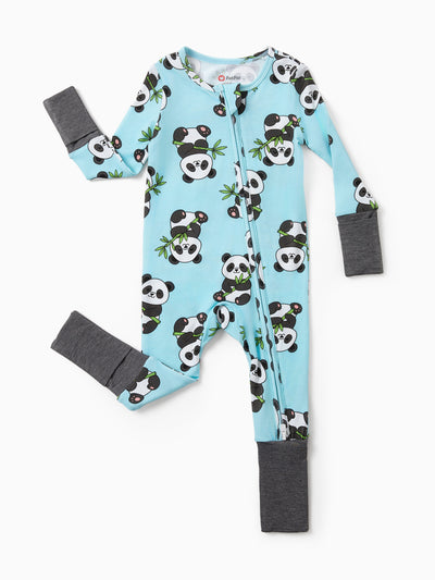 Kids Baby / Girl Bamboo Pajamas With Childlike Print (Snug-Fitting) Light Blue