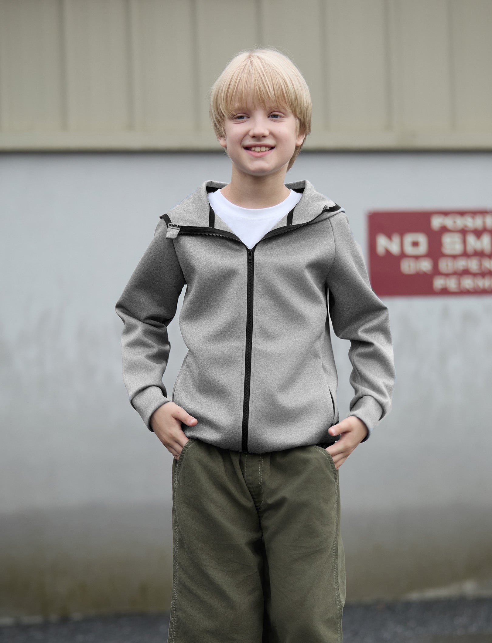 thumbnail image 2 of Boys Zip Up Black Hoodie Lightweight Jacket – Stretchy Air Layer Sweatshirt With Full Zipper Black, Black / 11-12 Years 2 of 12