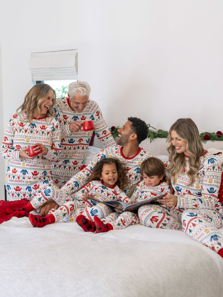 Harry Potter Christmas Matching Family Organic Cotton Snug-fitting Pajamas Sets with Socks White