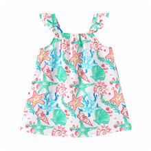 Ocean Vibes Baby Girl Tropical island Leaf Print Dress White
