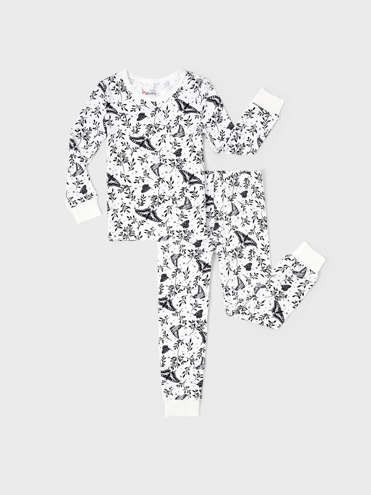 Weihnachten / Halloween Pyjama 2-teiliges Bambus-Pyjama-Set mit kindlichem Druck für Baby / Kleinkind (eng anliegend) weiß