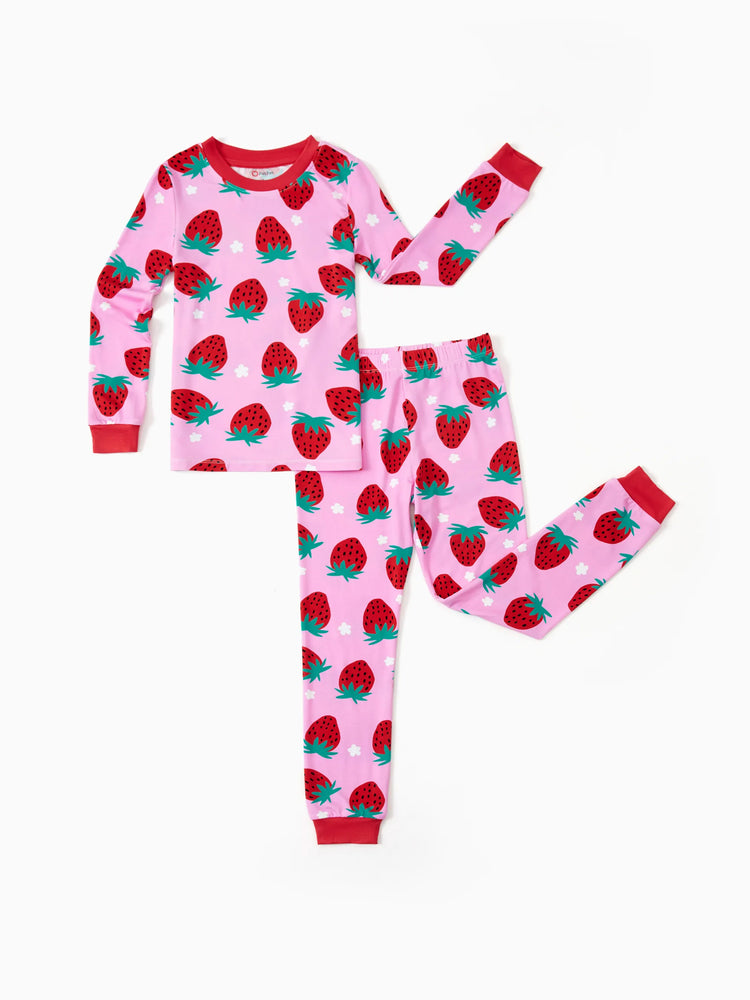 Christmas / Halloween Pajama 2-Piece Upgraded Thick Bamboo Pajama Set With Childlike Print for Toddler / Kids Girl (Snug-Fitting) Red