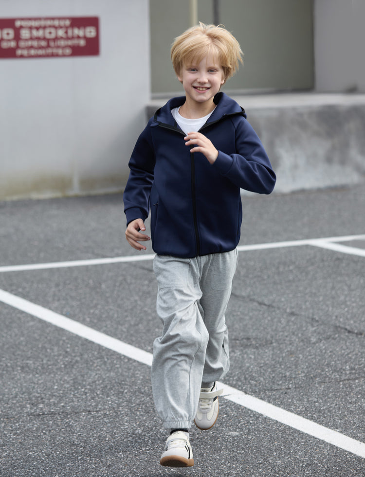 boys zip up black hoodie lightweight jacket stretchy air layer sweatshirt with full zipper dark blue