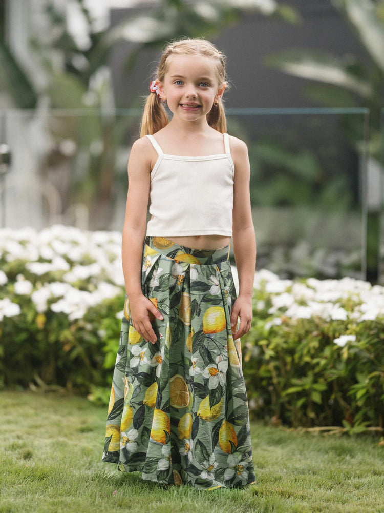 Mommy & me Outfits – Lemon Print Hawaiian Summer Dresses – Tropical Vacation Clothes for Men, Women & Kids Green