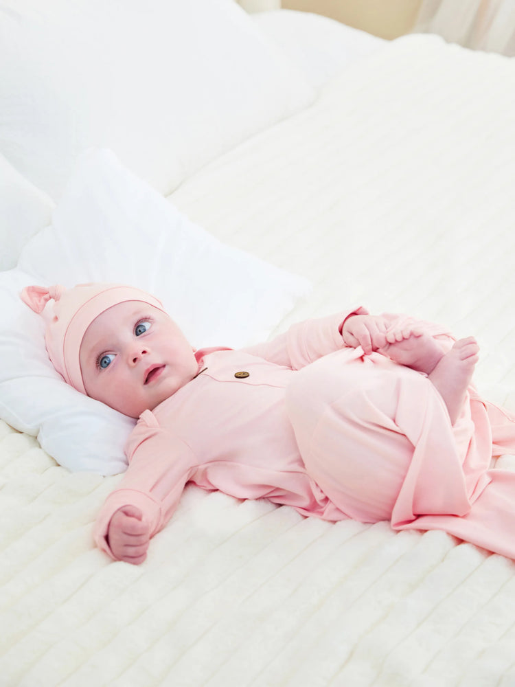 Bambus Baby Schlafsack für Jungen/Mädchen mit Hut rosa