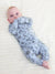 Baby Boy/Girl Plant Print Zip-up Snug-Fitting Wool Pajamas Light Blue