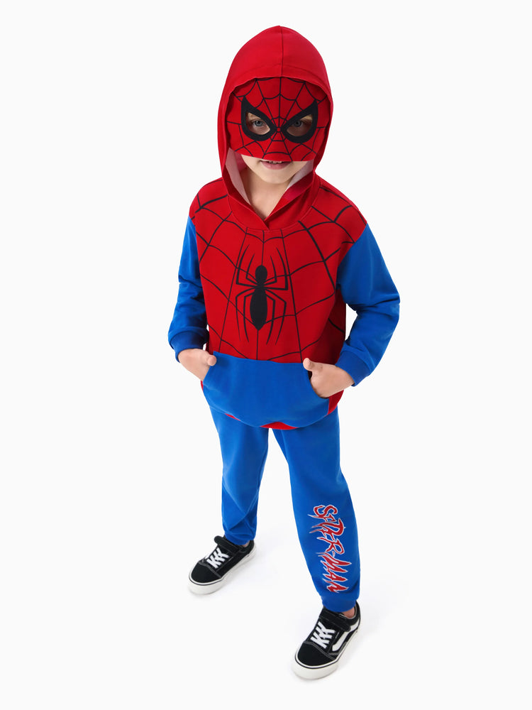 Marvel Kleinkind / Kind Junge 2pcs Superheld Kostüm Sweatshirt und Hosen Set mit eingebauter Maske blau