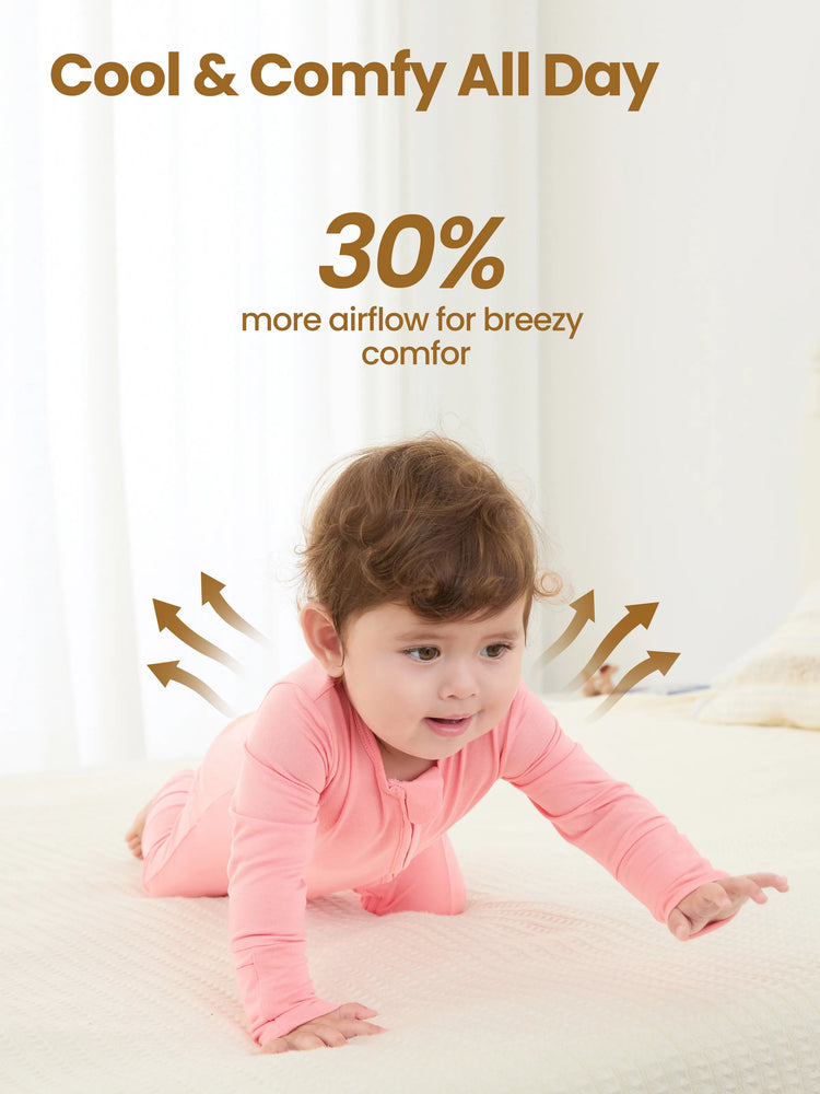 Bambus Baby Junge / Mädchen Kindliches Tiermuster 2-Wege-Reißverschluss Strampler Footie  Orange Rot