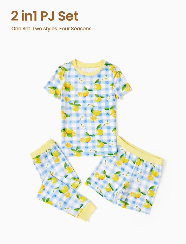 Pyjama de Noël/Halloween pour tout-petits/enfants Ensemble de pyjama 3 pièces en bambou Look 2 en 1 pour 4 saisons (ajustement parfait) Bleu