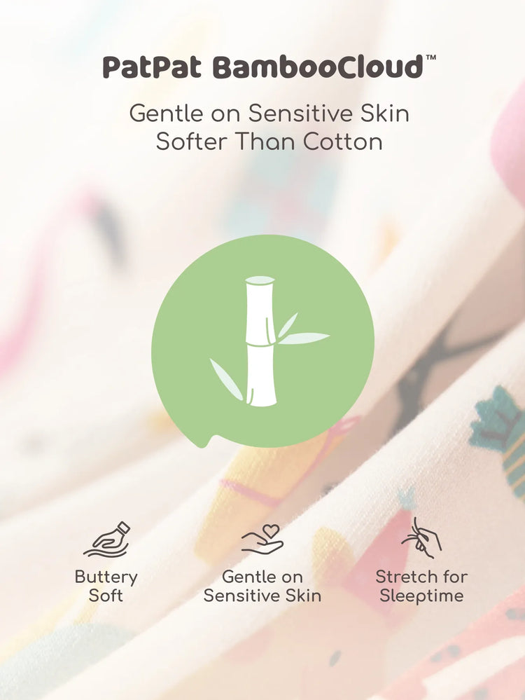 Pyjama 2 pièces en bambou pour bébé/enfant en bas âge, imprimé animalier, coupe ajustée, abricot