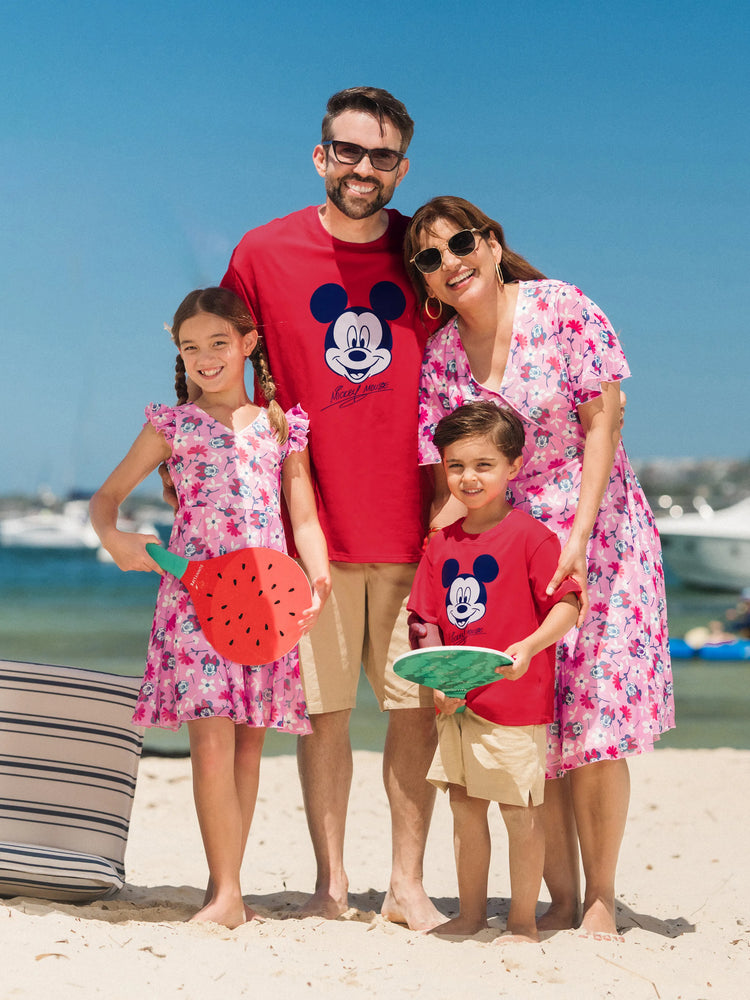 Disney Mickey & Friends Family Matching Mickey & Minnie Mouse floral-themed sets Red