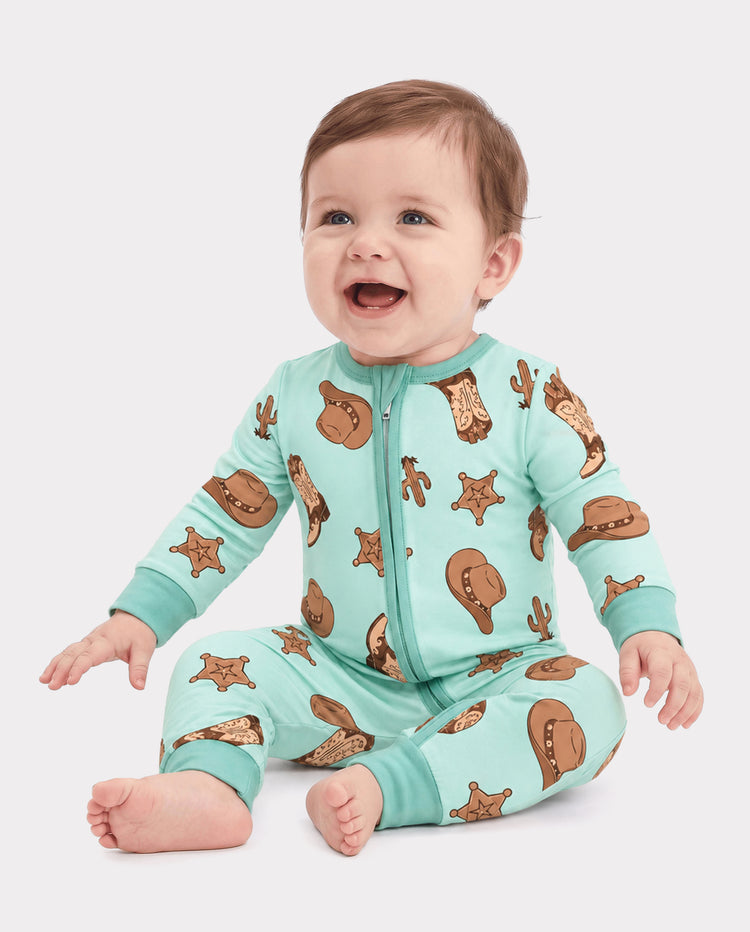 Patpat Baby Neutral 1pc Floral Bamboo Blend Snug Fitting Zip Up Footless Pajamas Khaki