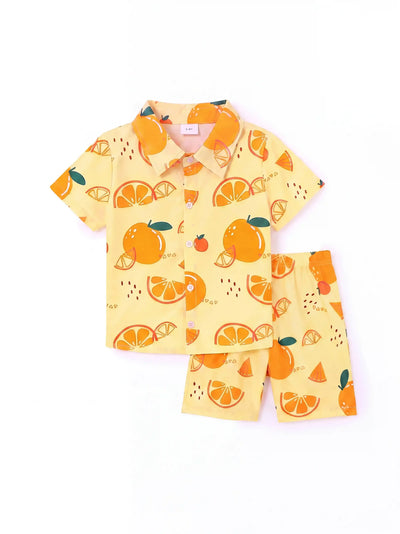 Fresh Market Toddler Boy Banana Shirt & Shorts Set Orange