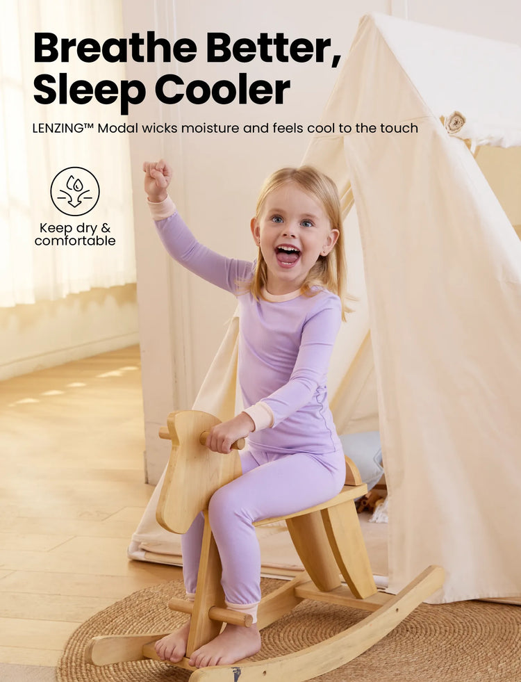 Pyjama 2 pièces en Tencel Modal pour bébé fille/garçon (coupe ajustée) violet