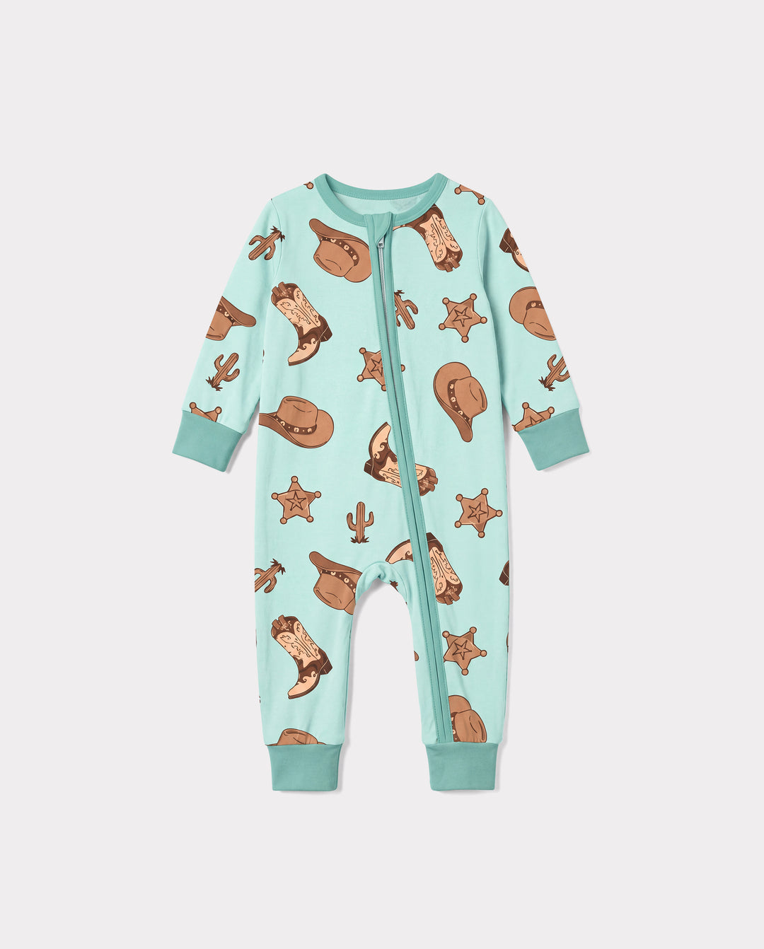 Patpat Baby Neutral 1pc Floral Bamboo Blend Snug Fitting Zip Up Footless Pajamas Khaki