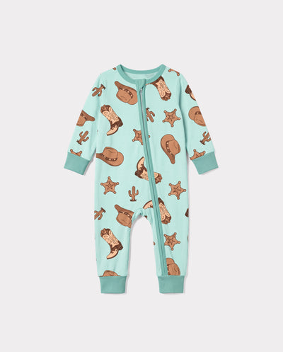 Patpat Baby Neutral 1pc Floral Bamboo Blend Snug Fitting Zip Up Footless Pajamas Khaki