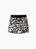 Toddler Boy Leopard Pattern Drawstring Swim Trunks Black