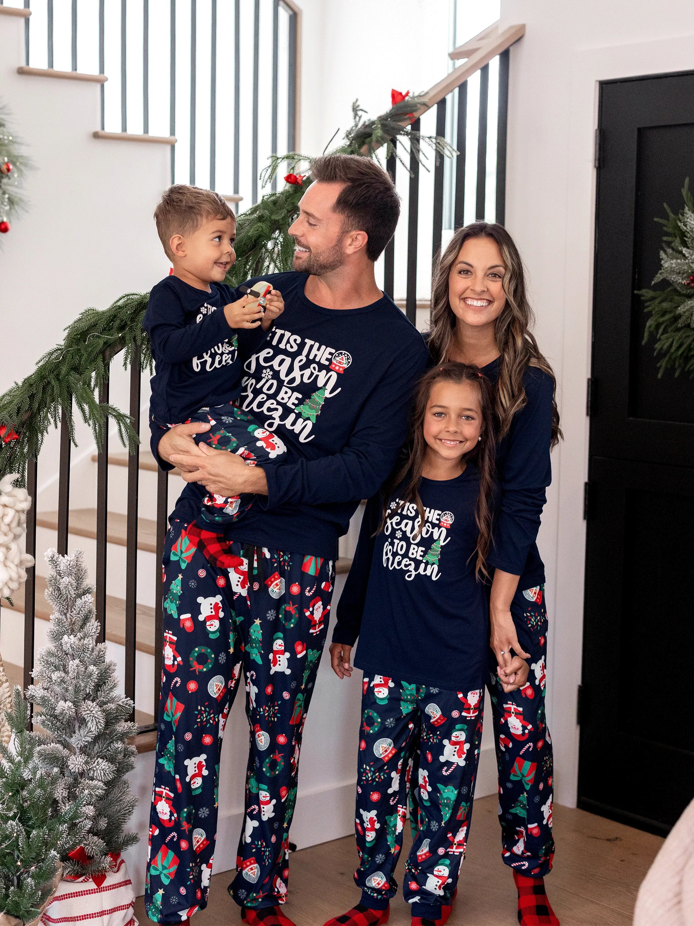 Pajama Sets Matching Blue Christmas Pajamas Family Matching 