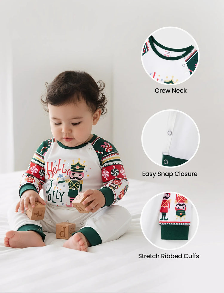 Matching Family Christmas Long Raglan Sleeves Nutcracker Pajamas Sets MultiColour
