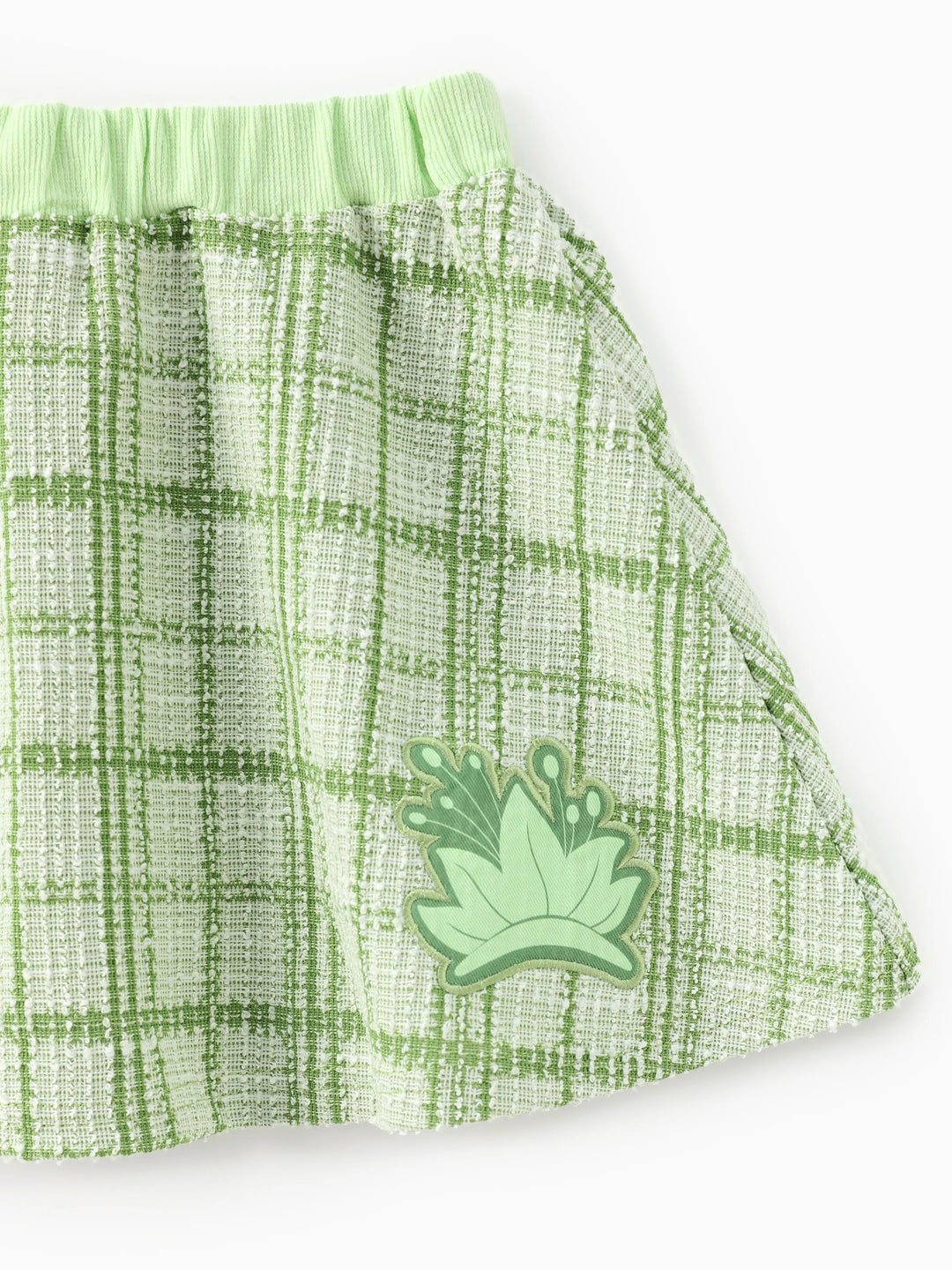 Ensemble 2 pièces princesse Disney Tiana pour petite fille, cardigan en tweed à carreaux style Preppy avec jupe, vert