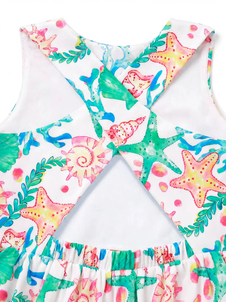 Ocean Vibes Toddler Girl Crossback Dress Green