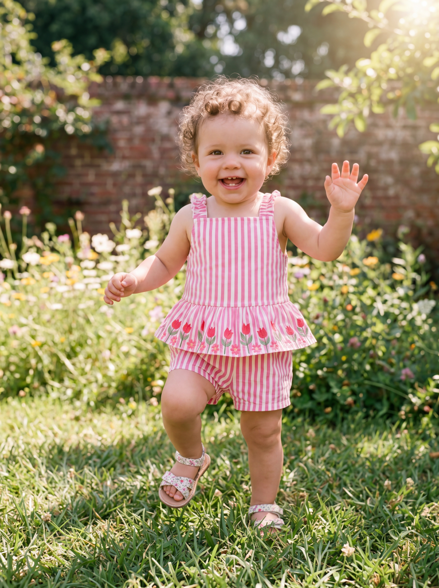 Fresh Market Baby Girl Tulip Ruffle Top & Shorts Set Pink - PatPat