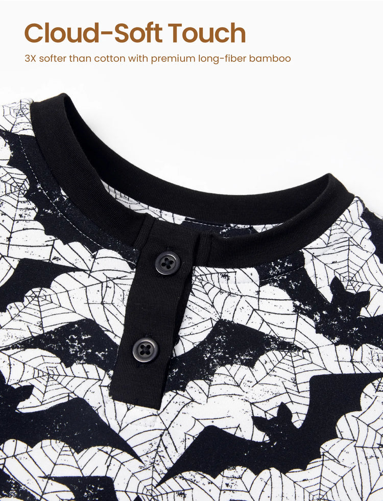 Pyjama 3 pièces en bambou pour garçon, idéal pour Noël ou Halloween, idéal pour les 4 saisons (coupe ajustée), gris