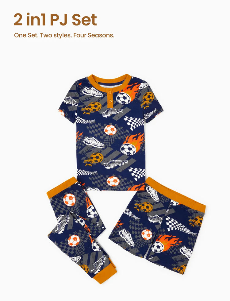 Pyjama 3 pièces en bambou pour garçon, idéal pour Noël ou Halloween, idéal pour les 4 saisons (coupe ajustée), noir