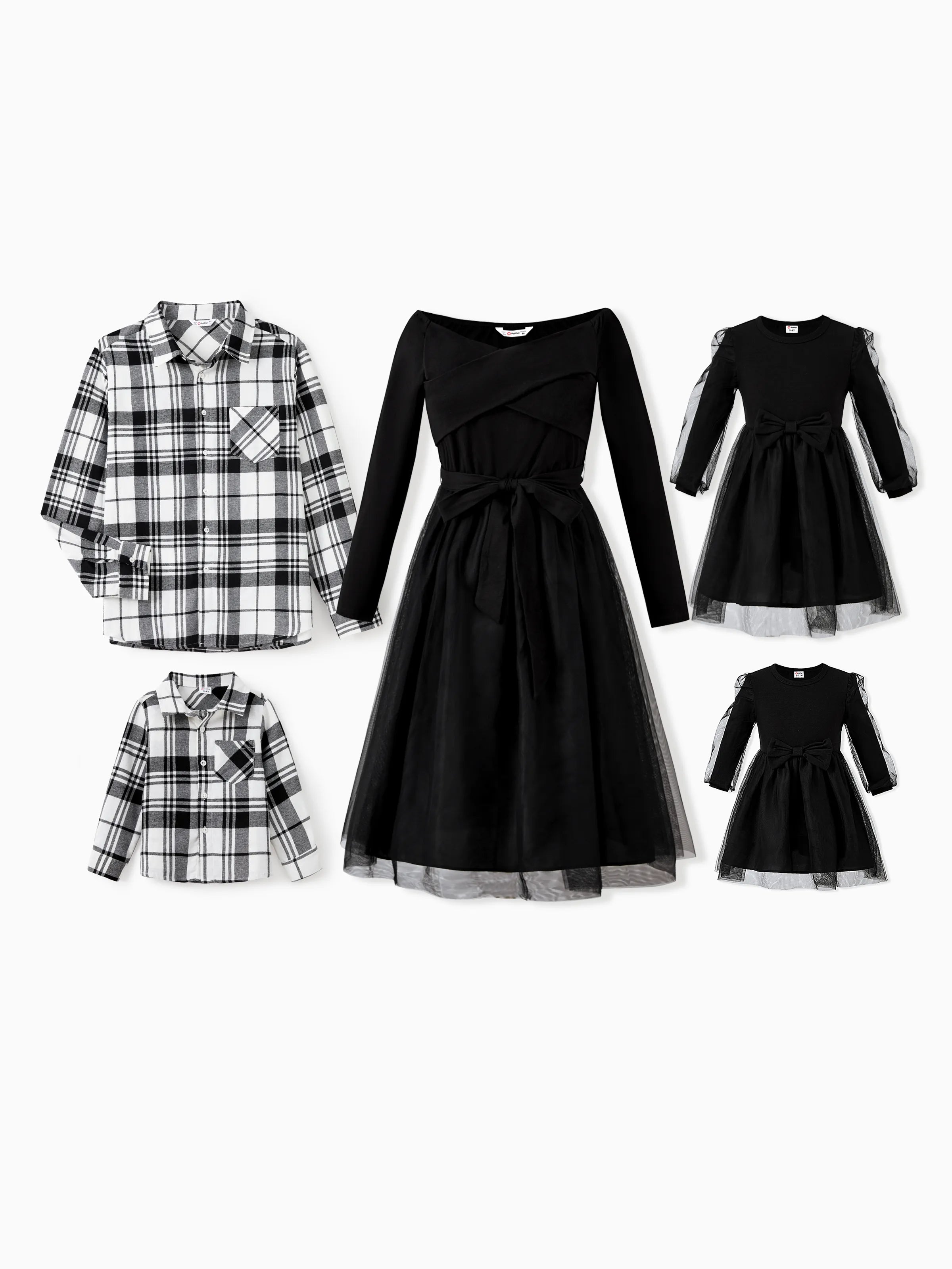 Family Matching Sets Black Plaid Shirt or Elegant Off-Shoulder Cross F - PatPat Family Matching Sets Black Plaid Shirt or Elegant Off-Shoulder Cross F - PatPat