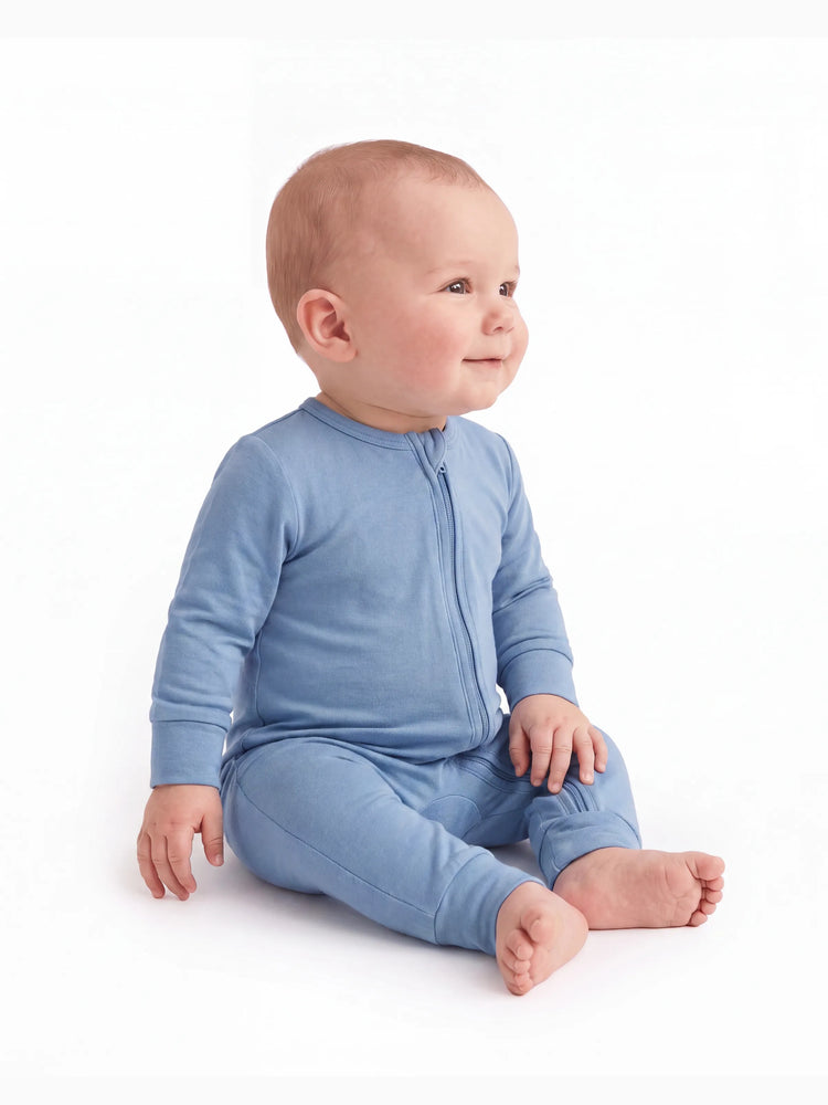 Bamboo Baby Boy/Girl Zip-Up Pajamas Bluish Grey
