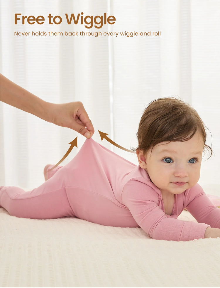 Kids Baby / Girl Bamboo Pajamas With Childlike Print (Snug-Fitting) Pink