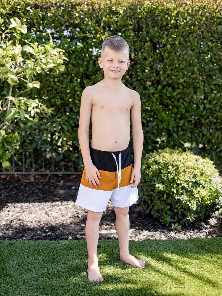 Family Matching Colorblock Swim Trunks Shorts or Cut Out Waist One-Shoulder One-piece Swimsuit Multi-color