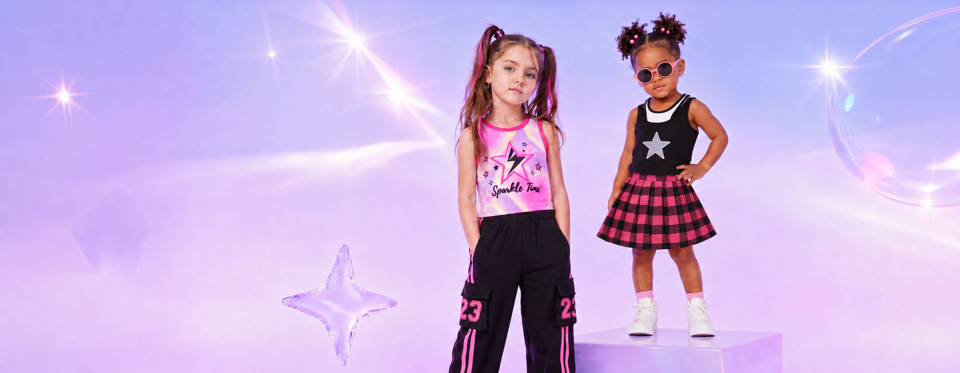 Bold neon styles for your little
superstar