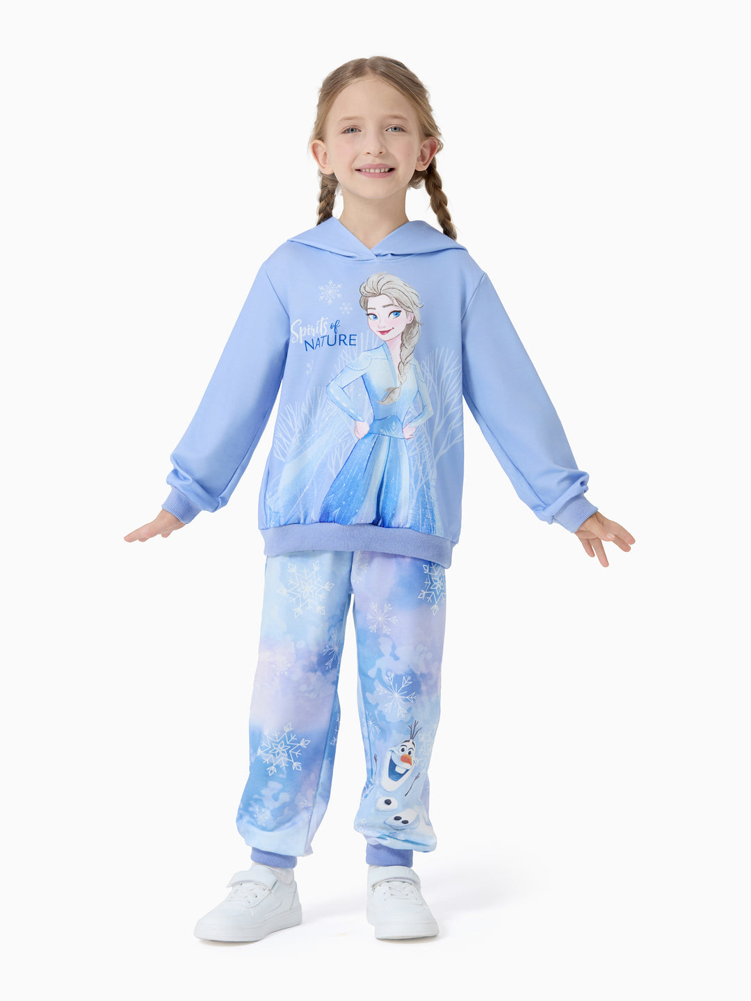 Disney Frozen Elsa & Olaf Kleinkind / Kind Mädchen 2-teiliges Batik-Sweatshirt und Jogginghosen-Set blau