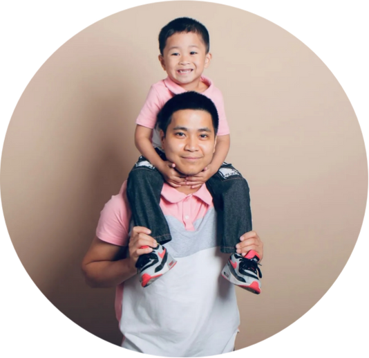 Pink matching tees for dad & 4-5T son