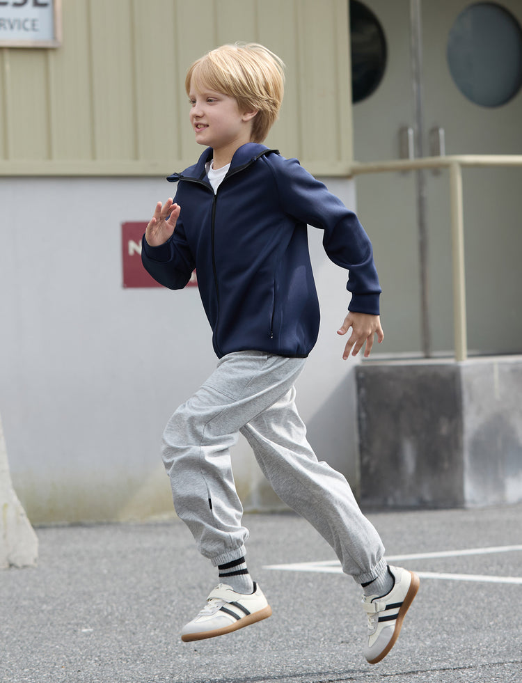 boys zip up black hoodie lightweight jacket stretchy air layer sweatshirt with full zipper dark blue