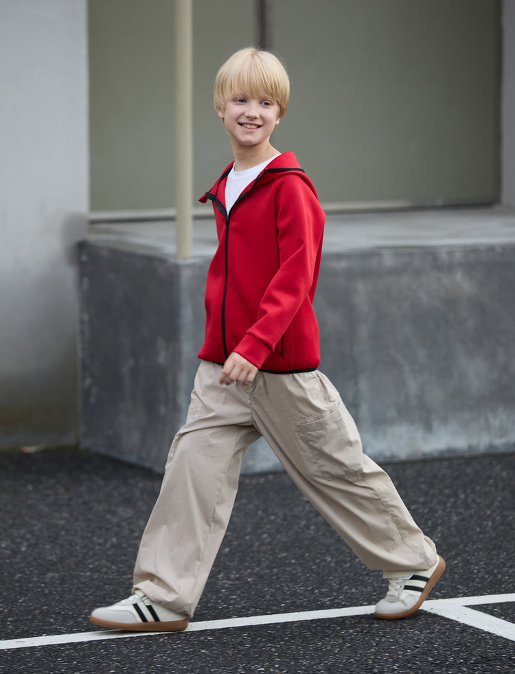 boys zip up black hoodie lightweight jacket stretchy air layer sweatshirt with full zipper red