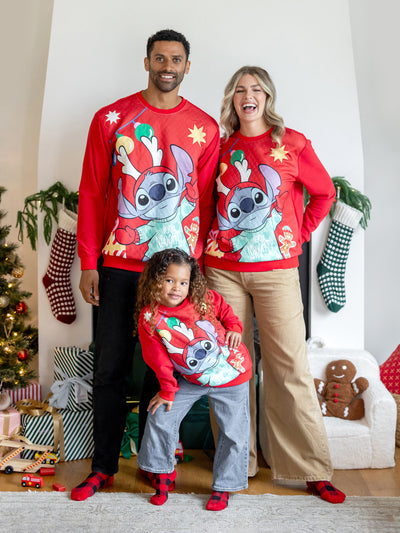 Sweat-shirt de Noël assorti Disney Stitch rouge