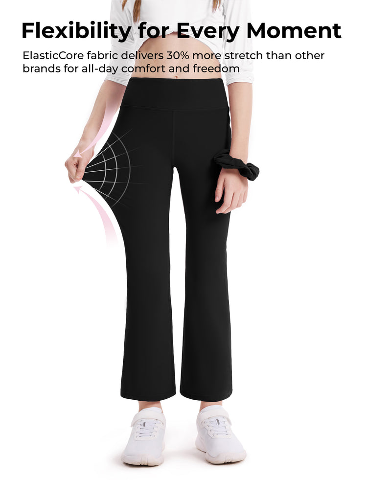 Leggings de yoga évasés taille haute pour fille avec chouchou assorti offert, noir