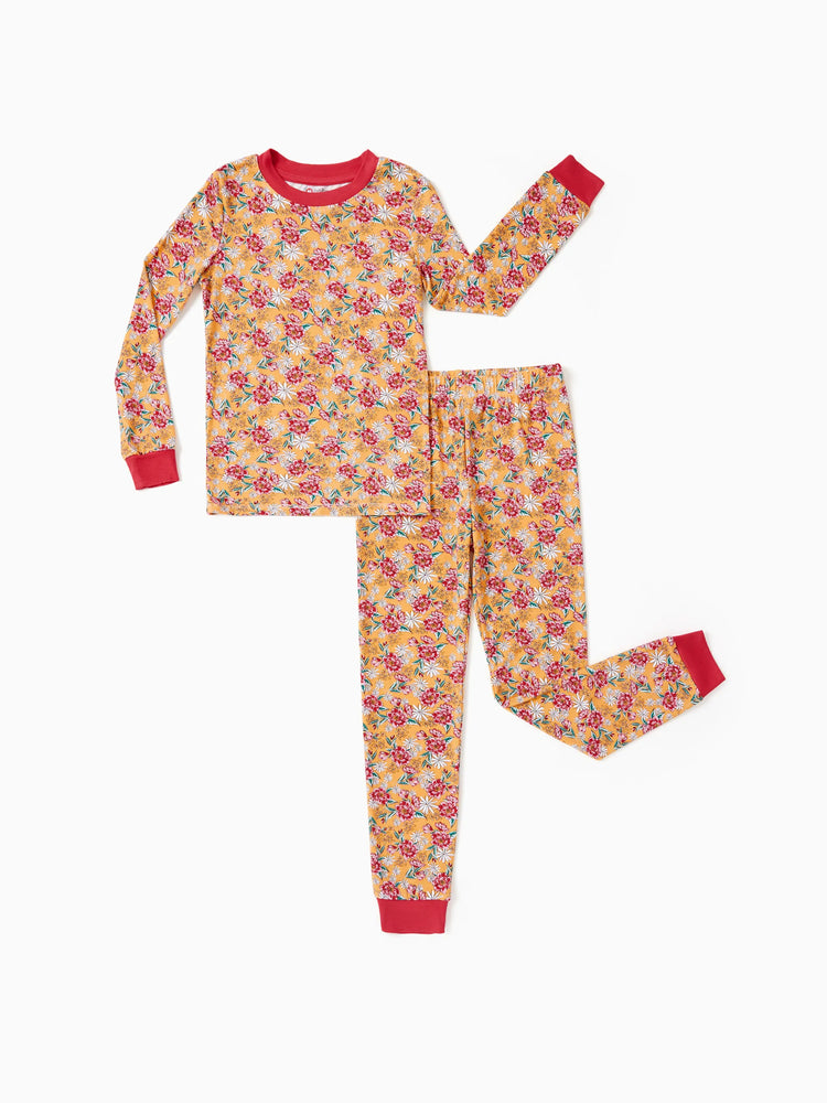 Christmas / Halloween Pajama 2-Piece Upgraded Thick Bamboo Pajama Set With Childlike Print for Toddler / Kids Girl (Snug-Fitting) Orange