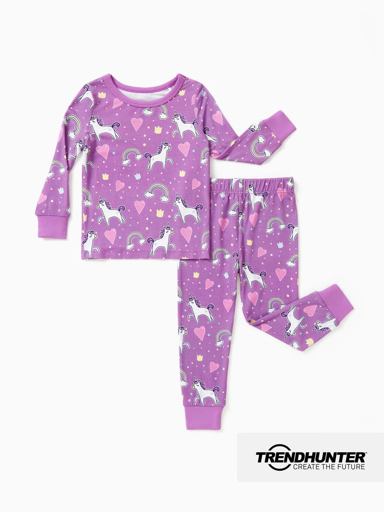 Bamboo Baby/Toddler 2-Piece Childlike Animal Print Snug-Fitting Pajamas Set Purple