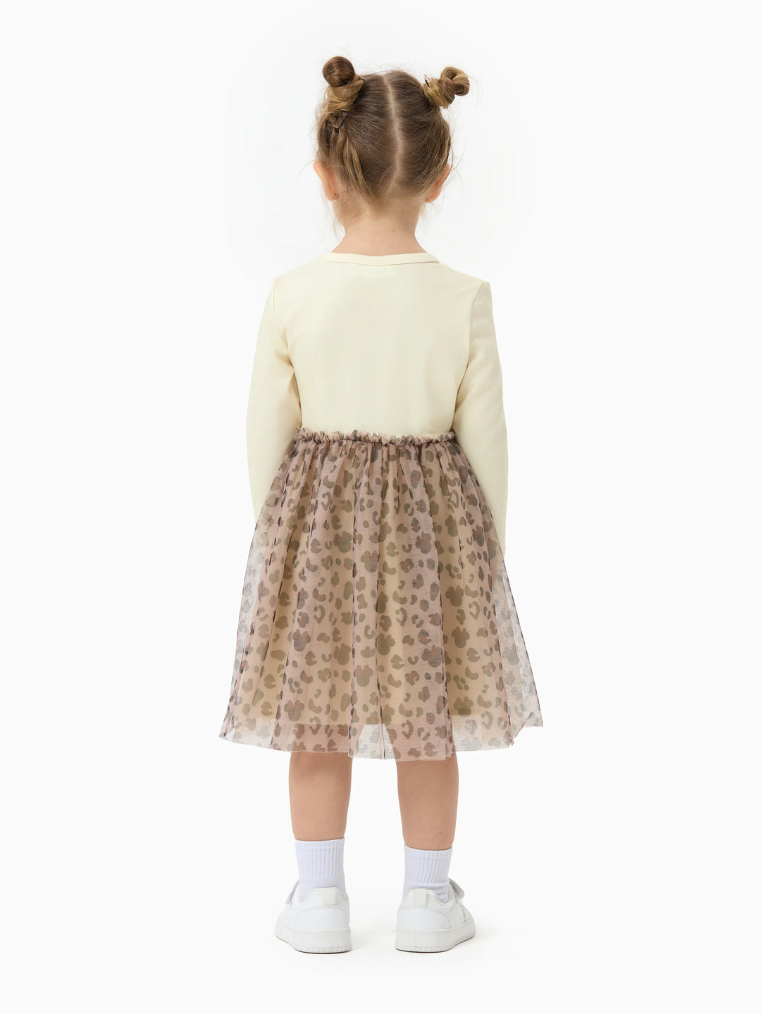 Vestido de tul de manga larga con estampado de Minnie Mouse y Mickey y sus amigos de Disney para niña pequeña, color caqui