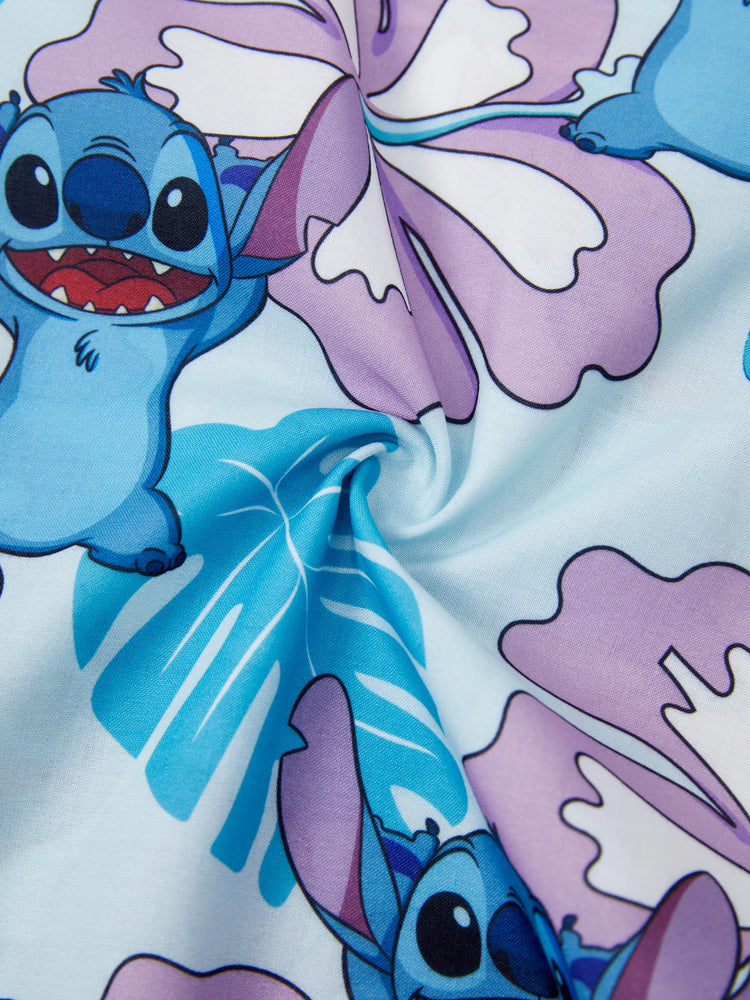 Daddy and Me Disney Stitch Family Matching Naia™ Stitch and Hawaii Style Floral Print Sleeveless Dress/Onesie／Shirt Multi-color