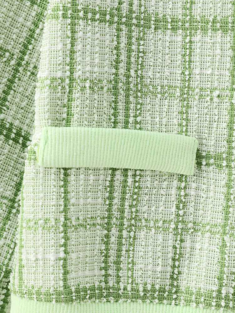 Ensemble 2 pièces princesse Disney Tiana pour petite fille, cardigan en tweed à carreaux style Preppy avec jupe, vert